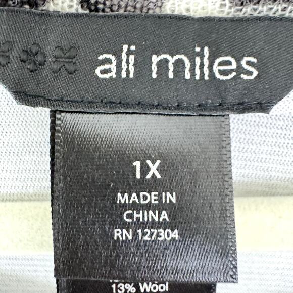 Ali Miles Womens Long Sleeve Blouse Top Size 1X Mixed Media Floral Sheer Black - Picture 2 of 9